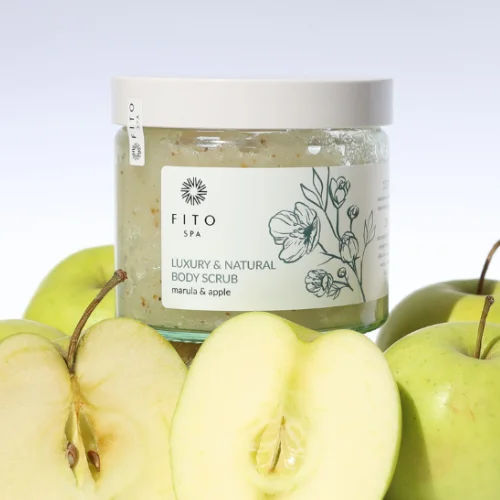 peeling do ciała marula i jabłoń, peeling na zielonych jabłkach