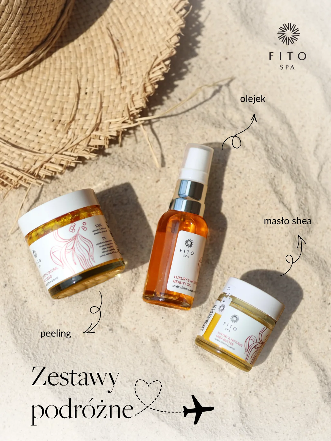 zestway podróżne travel set rokitnikowe love,, olej, masło shea, peeling